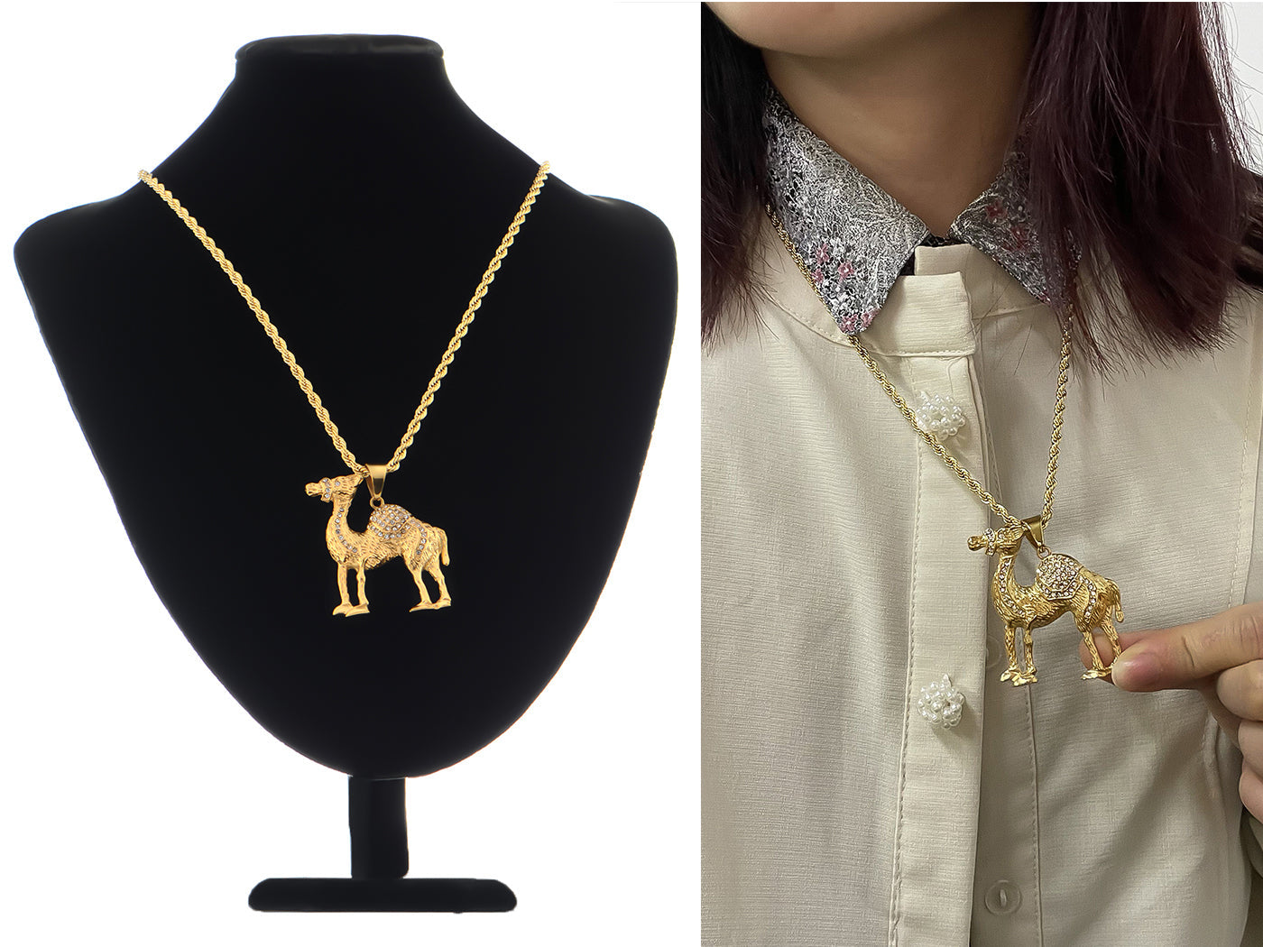 Painted Hot Hump Camel Pendant Necklace