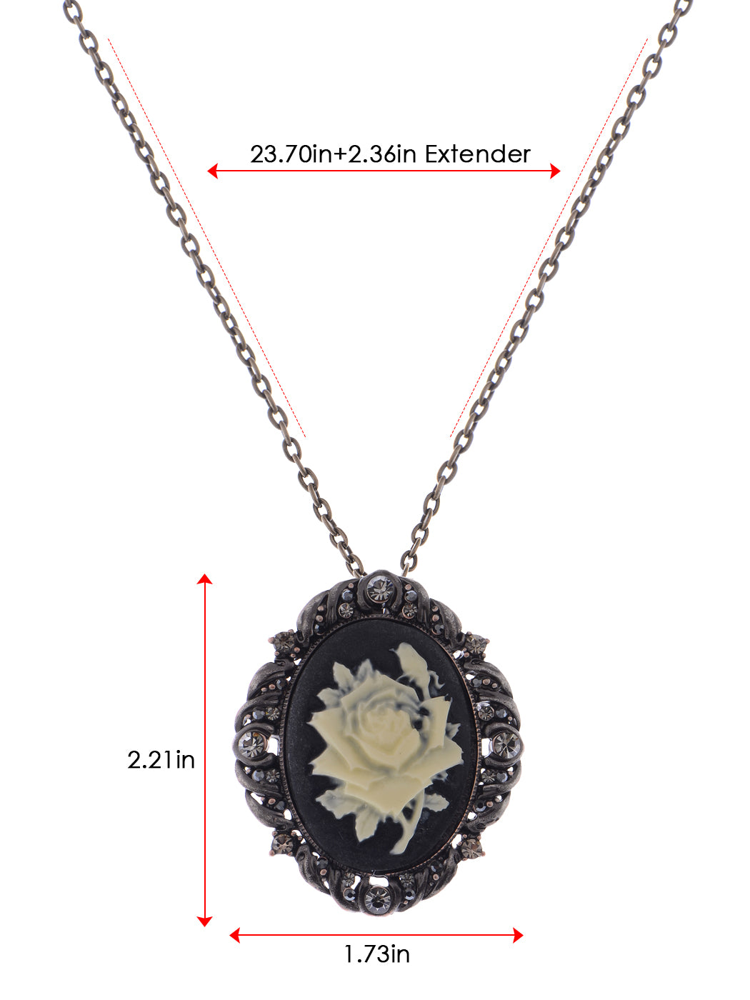 Alilang Vintage Inspired Sparkly Crystal Rhinestones Flower Cameo Pendant Necklace Brooch Pin