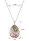 Alilang Silvery Tone Natural Abalone Shell Waterdrop Round Shape Pendant Necklace