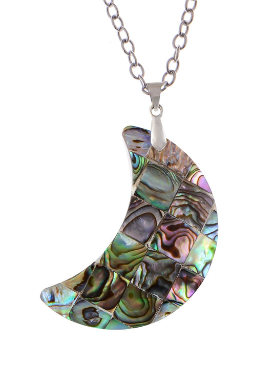 Alilang Crescent Moon Pendant Necklace Natural Abalone Shell Necklaces Jewelry for Women