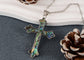 Alilang Vintage Inspired Silvery Tone Abalone Shell Religious Cross Pendant Necklace