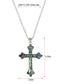 Alilang Vintage Inspired Silvery Tone Abalone Shell Religious Cross Pendant Necklace