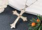 Alilang Vintage Inspired Silvery Tone Abalone Shell Religious Cross Pendant Necklace