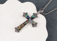 Alilang Vintage Inspired Silvery Tone Abalone Shell Religious Cross Pendant Necklace