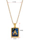 Alilang Initial Letters Pendant Necklace Mens Womens Abalone Shell Golden Tone Titanium Steel Square Capital Letter Necklaces