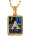 Alilang Initial Letters Pendant Necklace Mens Womens Abalone Shell Golden Tone Titanium Steel Square Capital Letter Necklaces