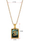 Alilang Initial Letters Pendant Necklace Mens Womens Abalone Shell Golden Tone Titanium Steel Square Capital Letter Necklaces