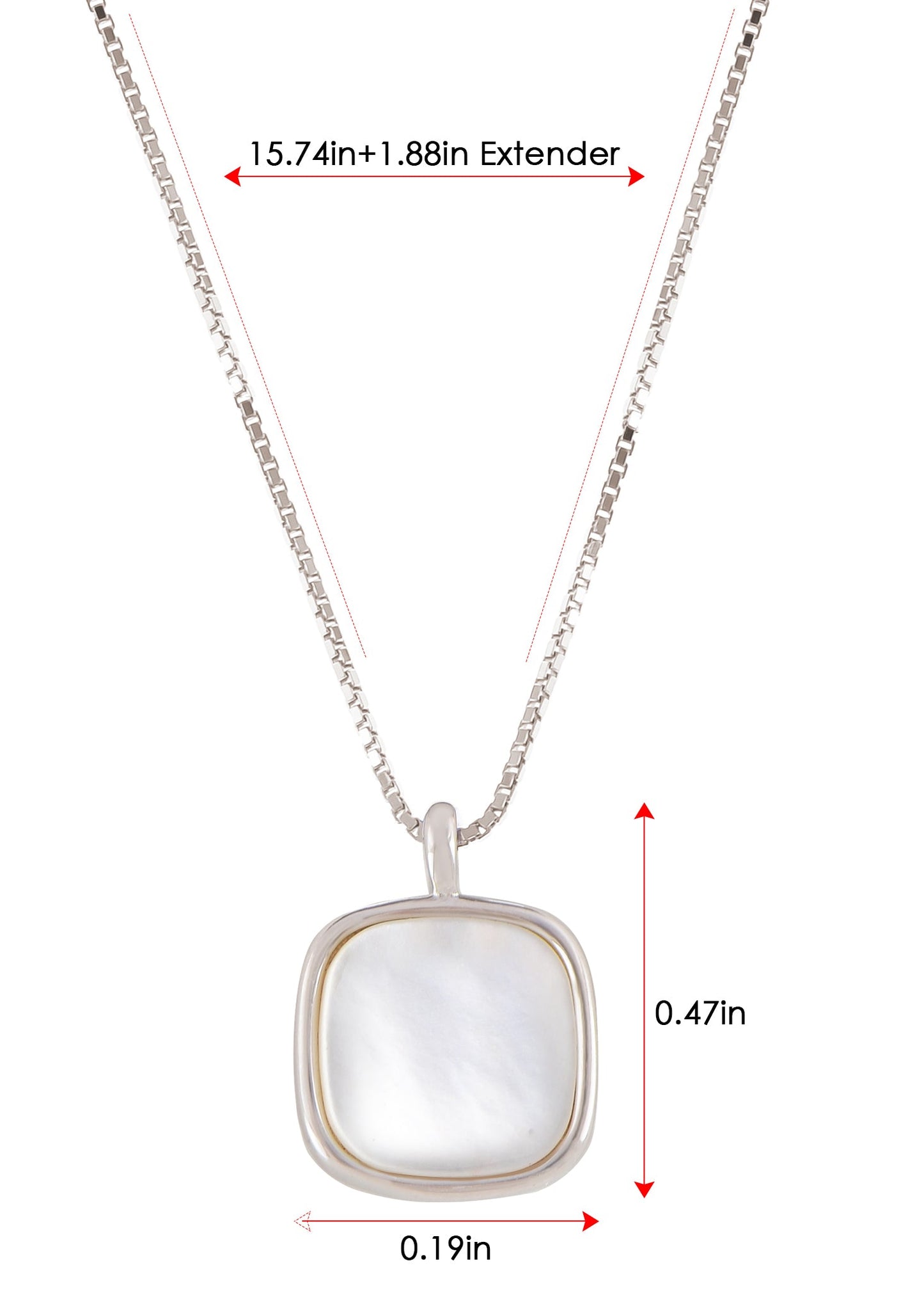 Alilang 925 Silver Vintage Square Pendant With White Fritillaria Shell Chain Necklace For Women Girl Jewelry Gift Wedding