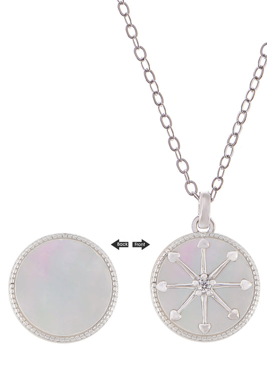 Alilang 925 Sterling Silver Shell Necklace With Octagonal Star Heart Circular Coin Pendants