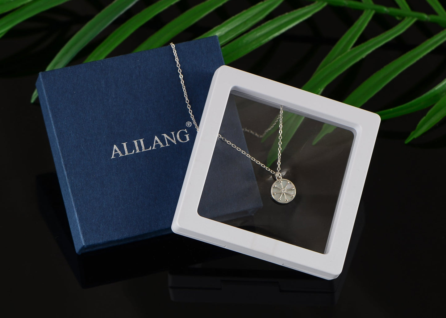 Alilang 925 Sterling Silver Shell Necklace With Octagonal Star Heart Circular Coin Pendants