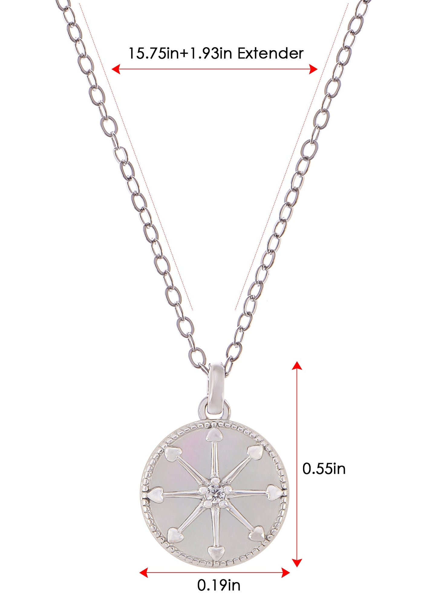 Alilang 925 Sterling Silver Shell Necklace With Octagonal Star Heart Circular Coin Pendants