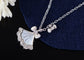 Alilang Sparkling Rhinestone Seashell Skirt Necklace - 925 Sterling Silver Fan Pendant Necklaces For Women