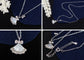 Alilang Sparkling Rhinestone Seashell Skirt Necklace - 925 Sterling Silver Fan Pendant Necklaces For Women