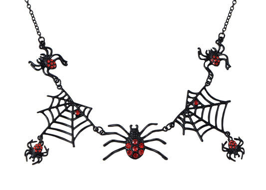 Alilang Halloween Tarantula Spider Web Pendant Necklace Lightweight Jewelry for Women Boys Girls Dangling Spiders Statement Punk Gothic