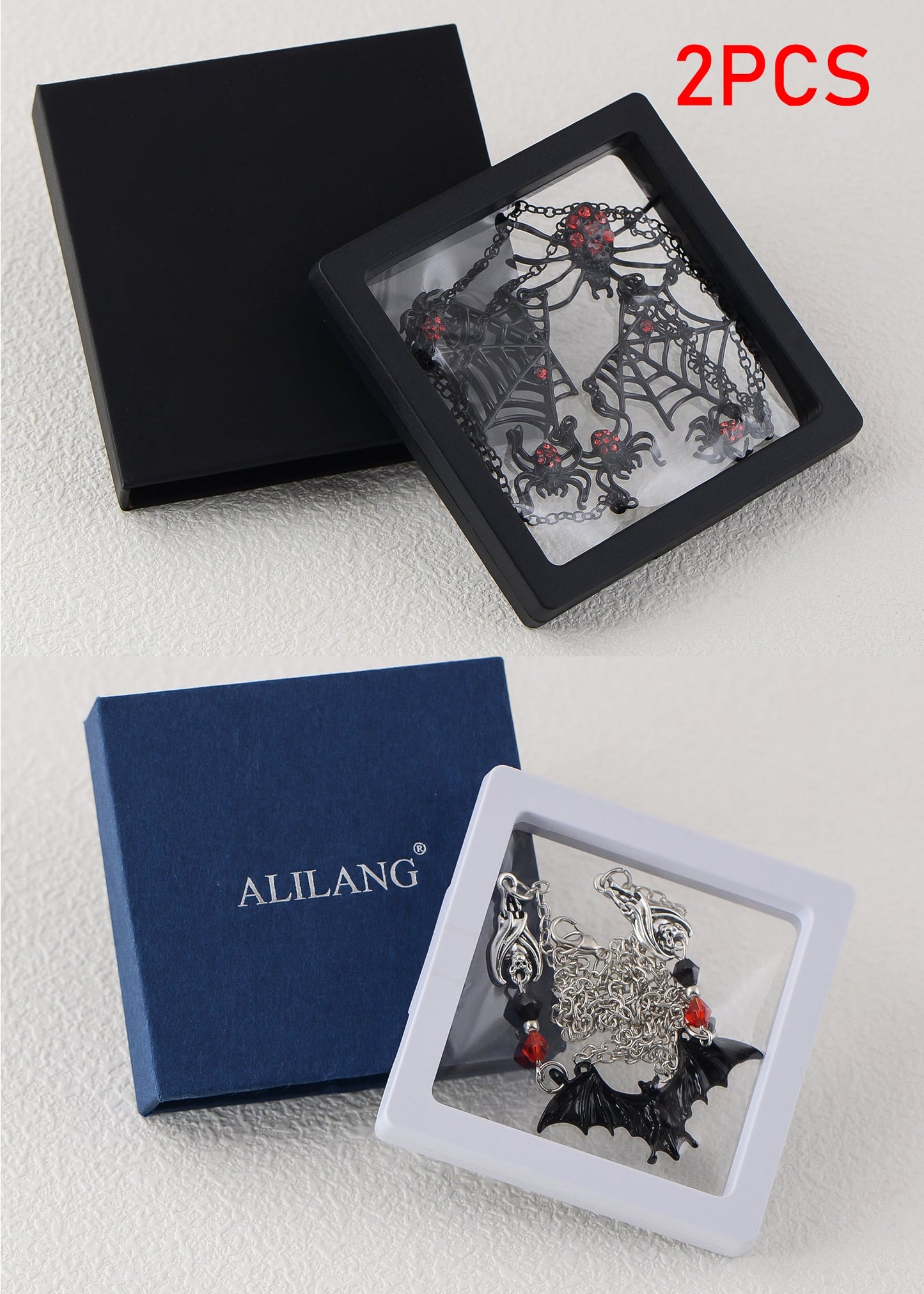 Alilang Halloween Tarantula Spider Web Pendant Necklace Lightweight Jewelry for Women Boys Girls Dangling Spiders Statement Punk Gothic