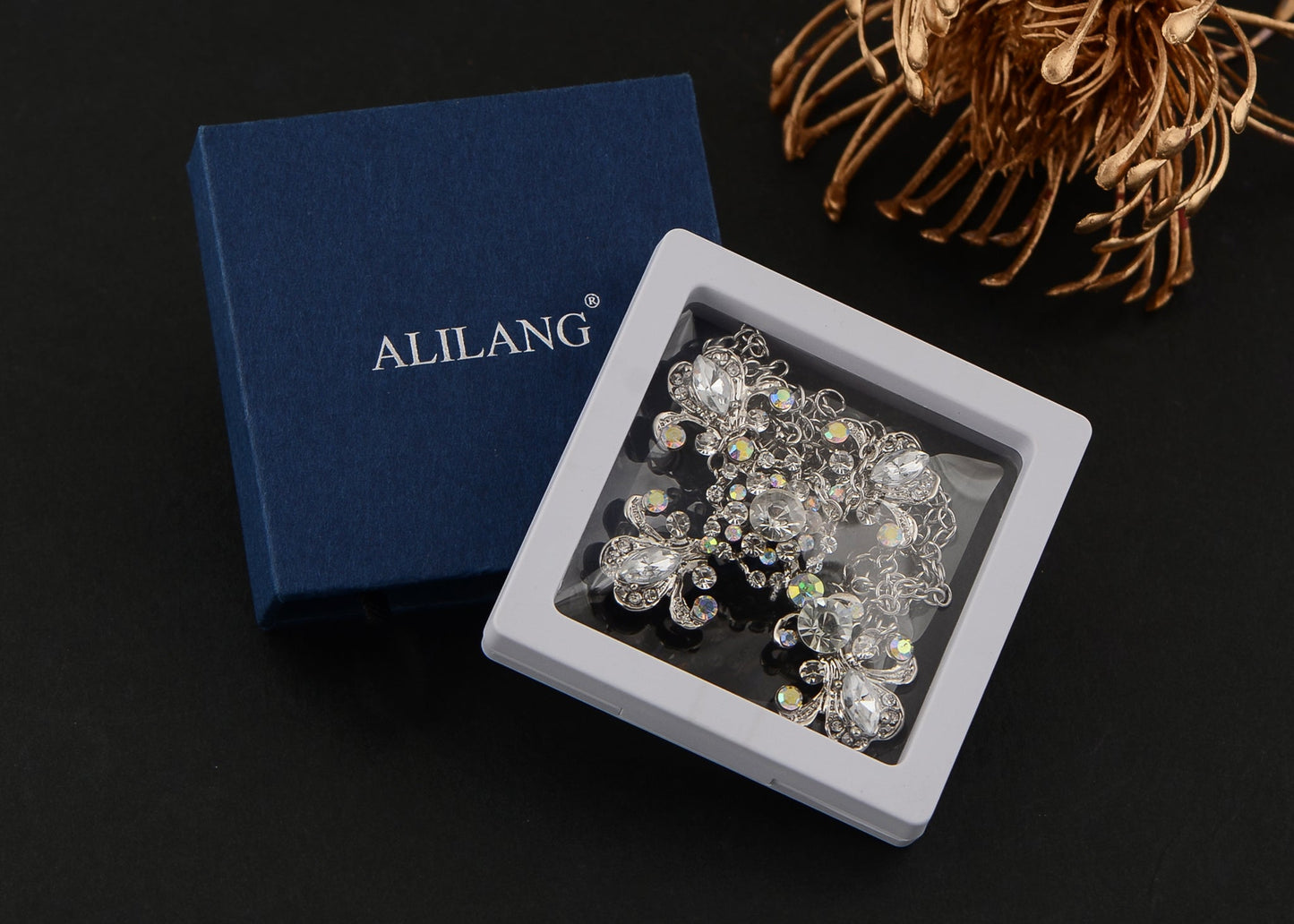 Alilang Religious Cross Pendant Necklace Sparkle Crystal Rhinestones Brooch Pin Gothic Jewelry for Women Men