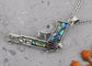 Alilang Antiqued Silvery Tone Abalone Shell Revolver Pistol Gun Pendant Necklace for Women Men