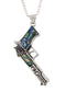 Alilang Antiqued Silvery Tone Abalone Shell Revolver Pistol Gun Pendant Necklace for Women Men