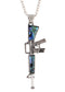 Alilang Antiqued Silvery Tone Abalone Shell Revolver Pistol Gun Pendant Necklace for Women Men