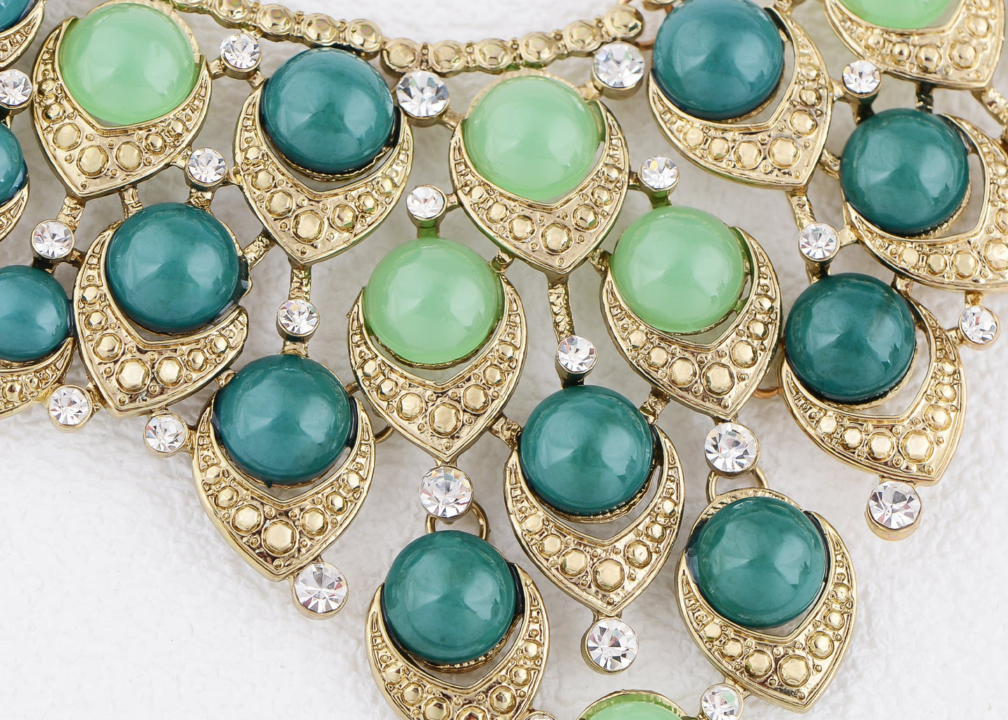 Peacock Bird Encrusted Necklace W Opalescent Ss