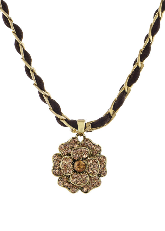 Light Smoked Topaz Colored Single Flower Element Necklace