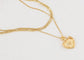 Women Gold Crystal rhinestone Heart Necklace Stainless Steel Statement Pendant Necklace