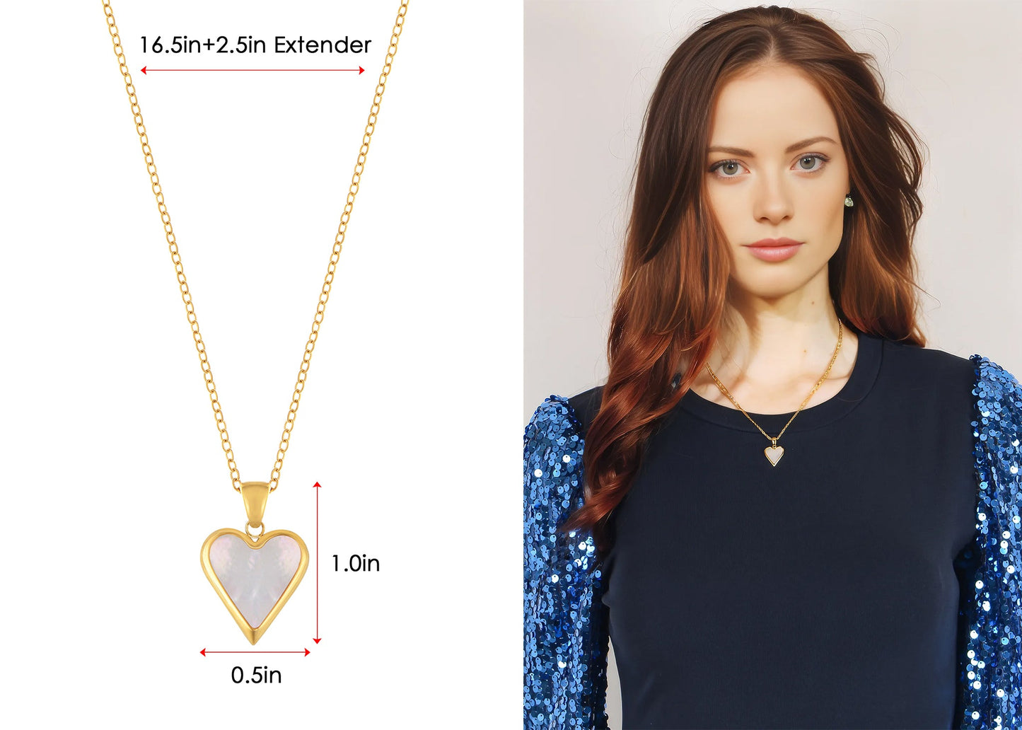 Women Gold Crystal rhinestone Heart Necklace Stainless Steel Statement Pendant Necklace