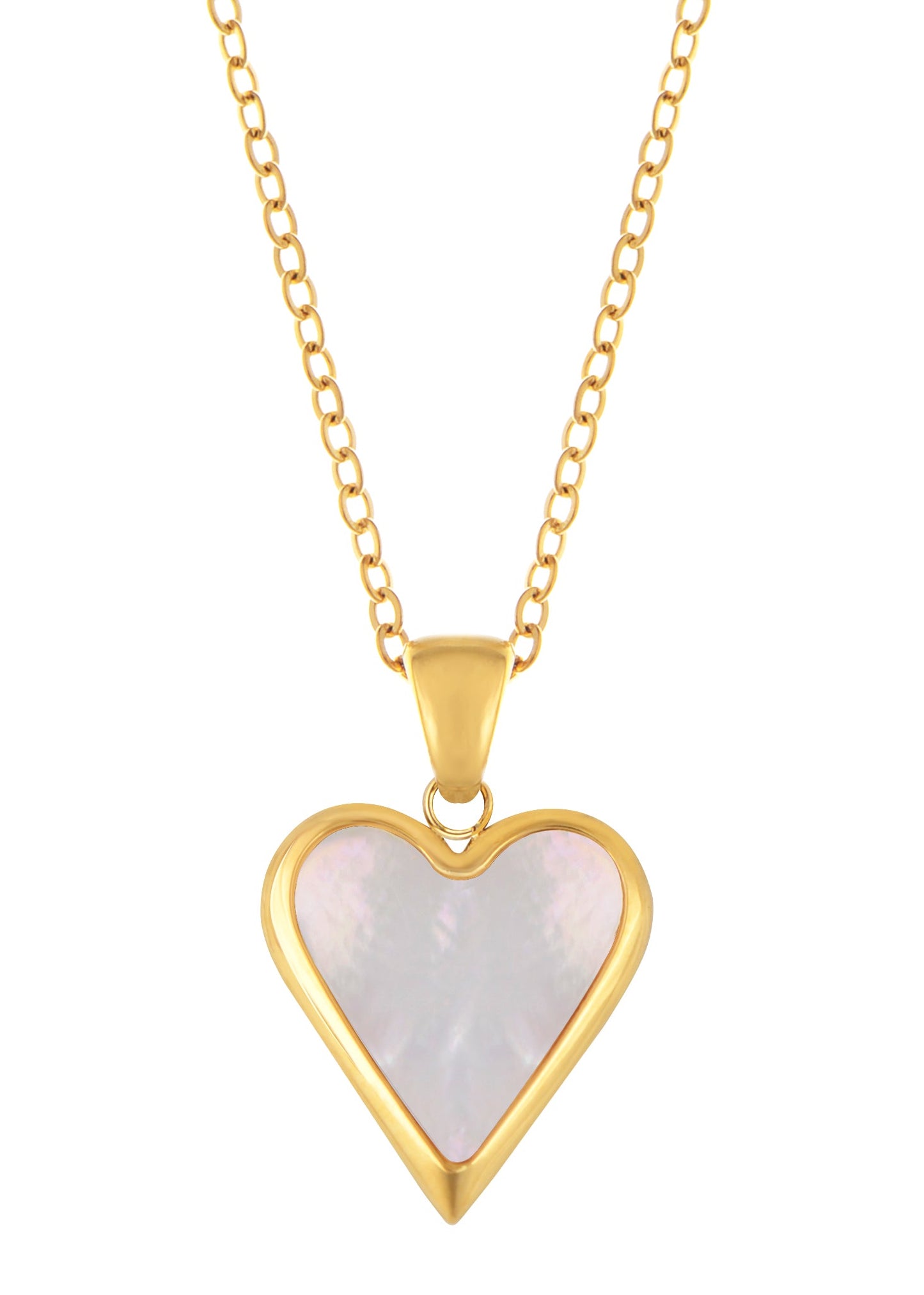 Women Gold Crystal rhinestone Heart Necklace Stainless Steel Statement Pendant Necklace