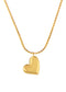 Women Gold Crystal rhinestone Heart Necklace Stainless Steel Statement Pendant Necklace