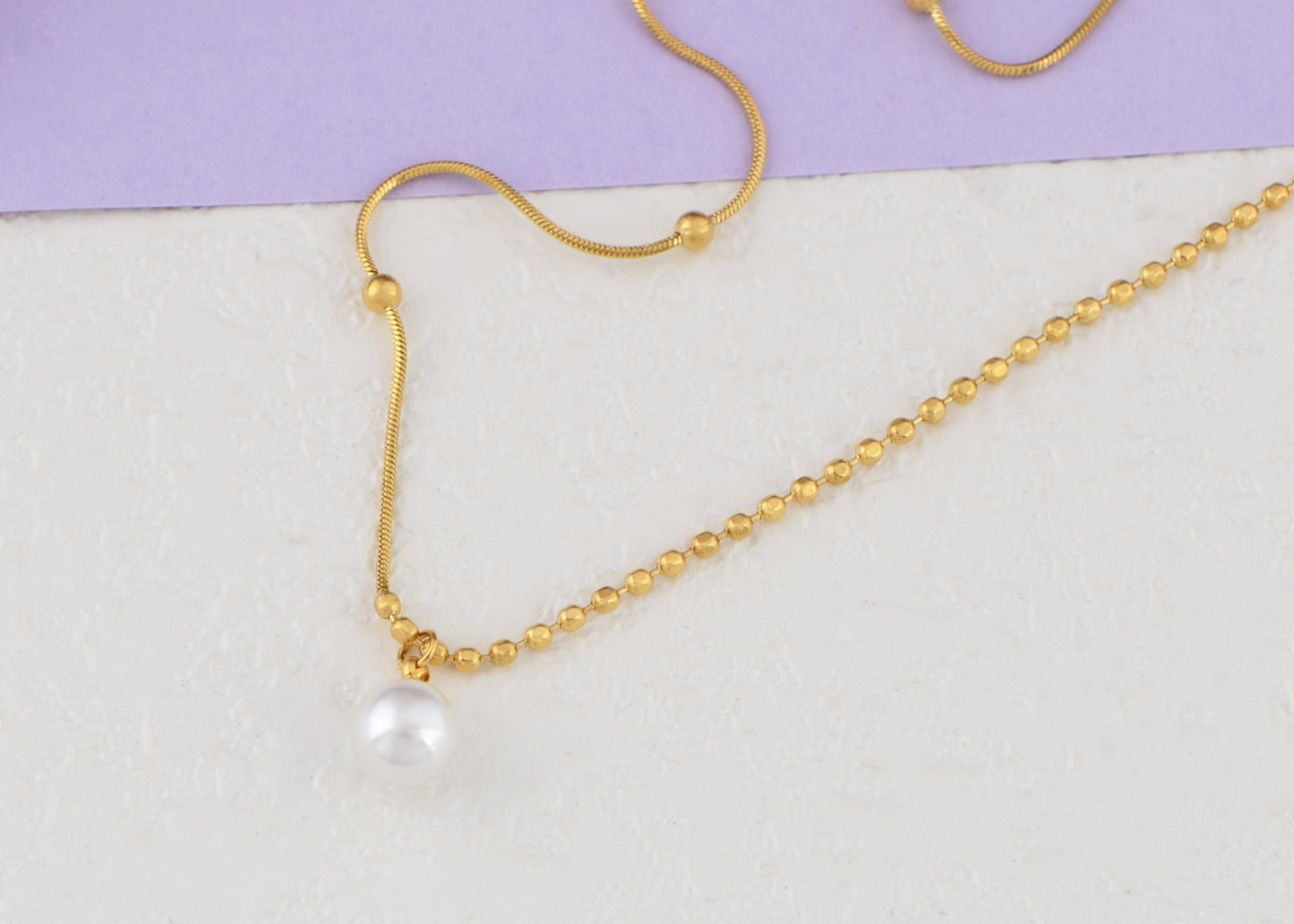 Pearl Pendant Necklaces for Women Dainty Gold Plated Chain Beach Necklace
