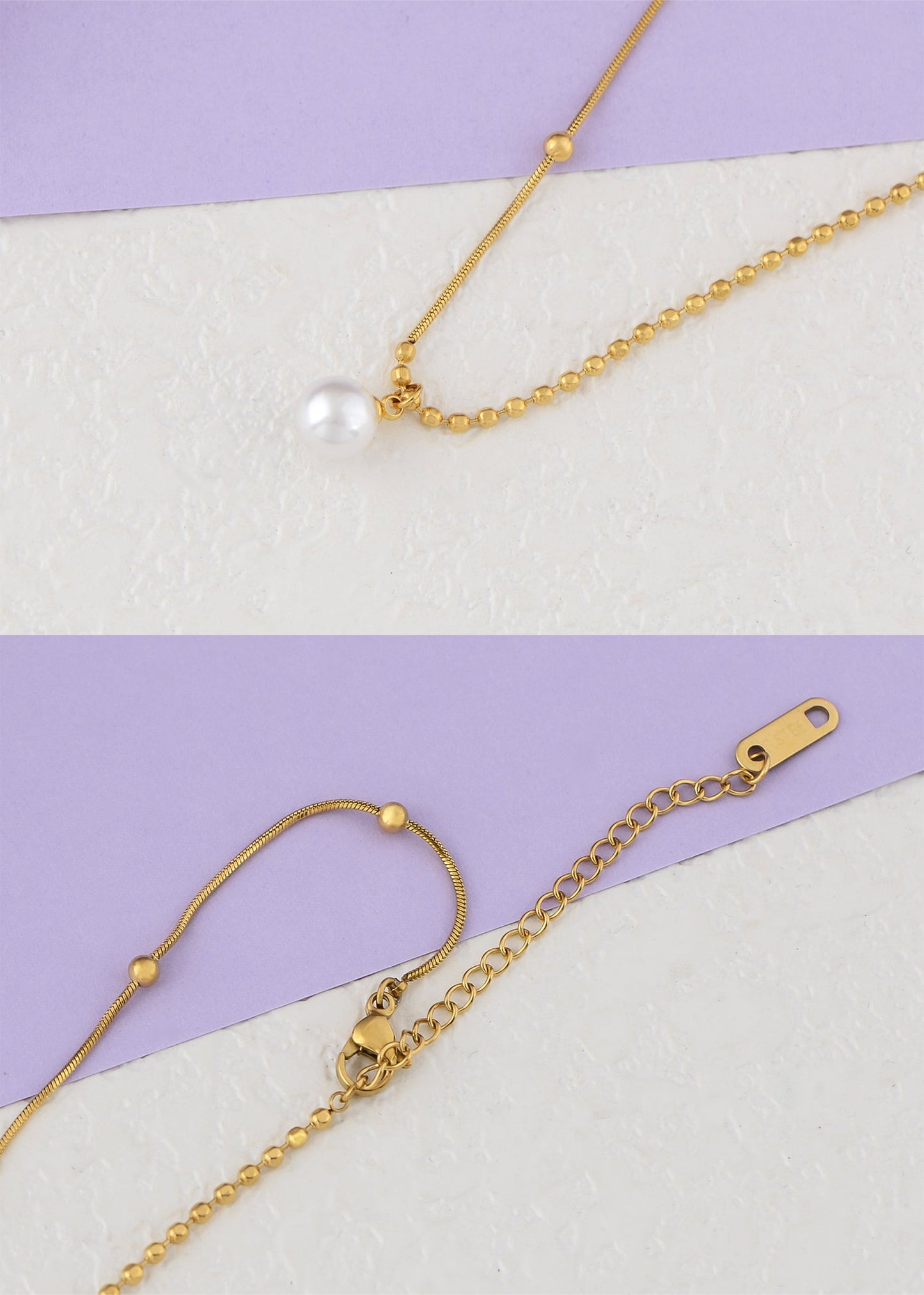 Pearl Pendant Necklaces for Women Dainty Gold Plated Chain Beach Necklace