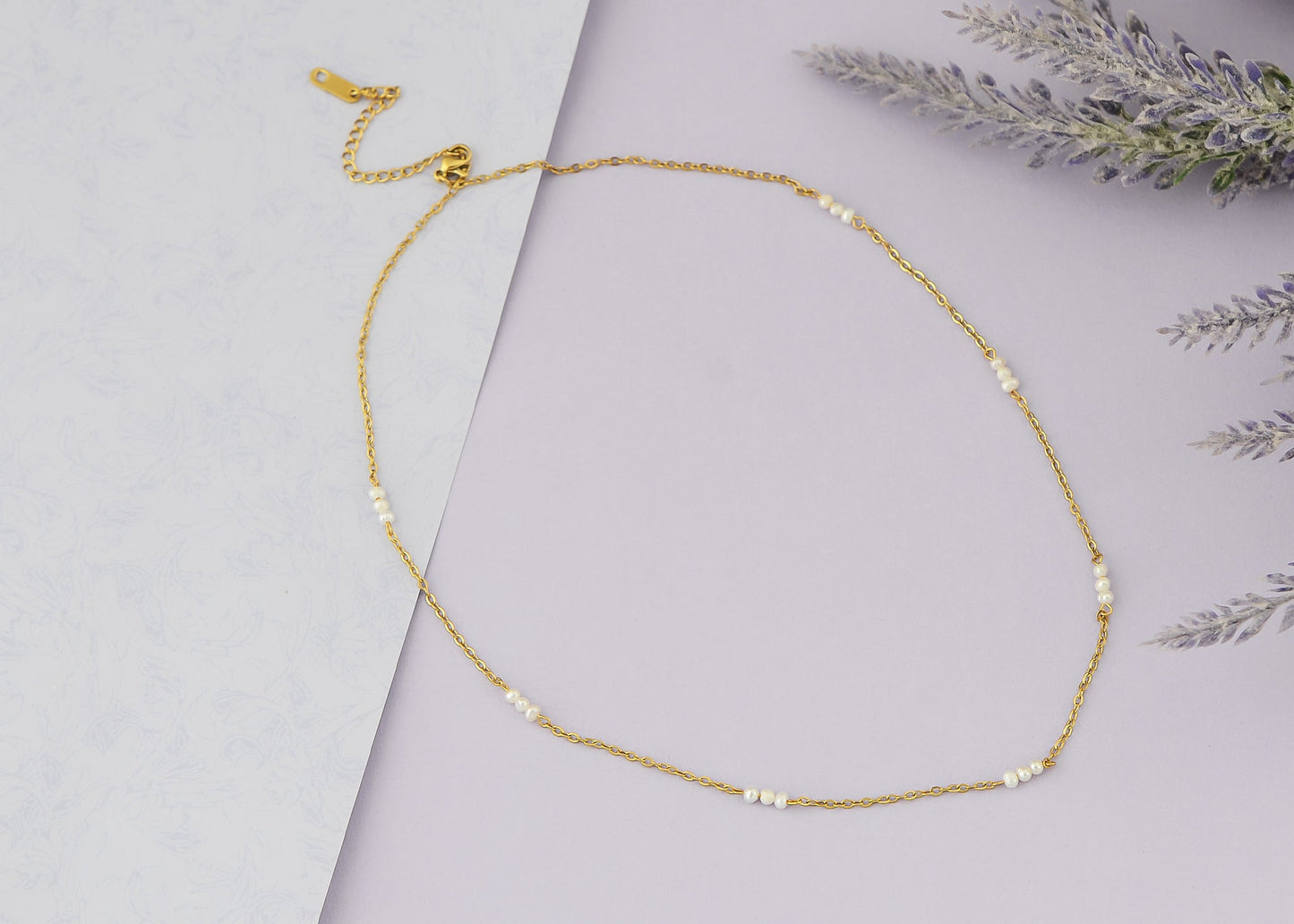 Pearl Pendant Necklaces for Women Dainty Gold Plated Chain Beach Necklace