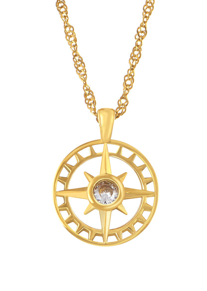 Alilang Gold Toned Stainless Steel Star Moon Sun and Heart Pendant Necklace