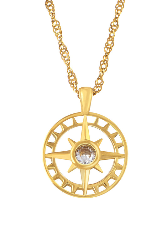 Alilang Gold Toned Stainless Steel Star Moon Sun and Heart Pendant Necklace