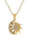 Alilang Gold Toned Stainless Steel Star Moon Sun and Heart Pendant Necklace