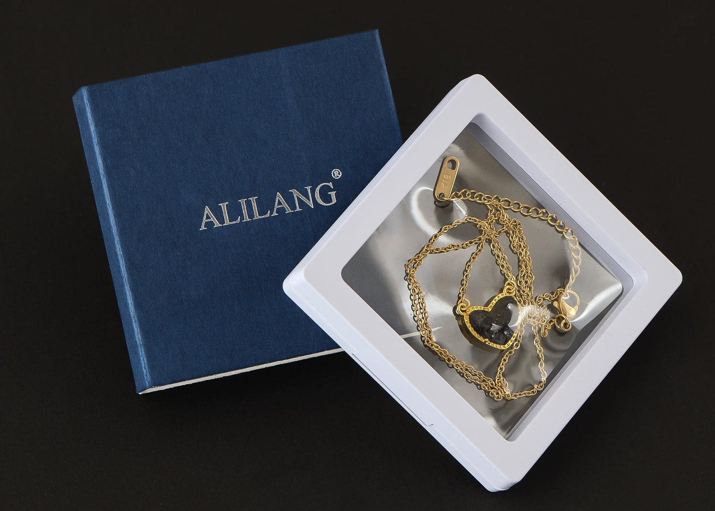 Golden Tone Love Heart Natural Stone Pendant Necklace Birthday or Christmas Jewelry for Women