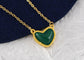 Golden Tone Love Heart Natural Stone Pendant Necklace Birthday or Christmas Jewelry for Women