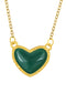 Golden Tone Love Heart Natural Stone Pendant Necklace Birthday or Christmas Jewelry for Women