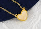 Golden Tone Love Heart Natural Stone Pendant Necklace Birthday or Christmas Jewelry for Women