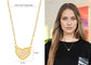 Golden Tone Love Heart Natural Stone Pendant Necklace Birthday or Christmas Jewelry for Women