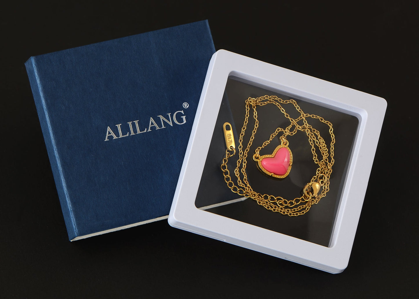 Golden Tone Love Heart Natural Stone Pendant Necklace Birthday or Christmas Jewelry for Women