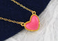 Golden Tone Love Heart Natural Stone Pendant Necklace Birthday or Christmas Jewelry for Women