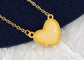 Golden Tone Love Heart Natural Stone Pendant Necklace Birthday or Christmas Jewelry for Women