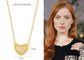 Golden Tone Love Heart Natural Stone Pendant Necklace Birthday or Christmas Jewelry for Women