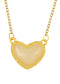 Golden Tone Love Heart Natural Stone Pendant Necklace Birthday or Christmas Jewelry for Women