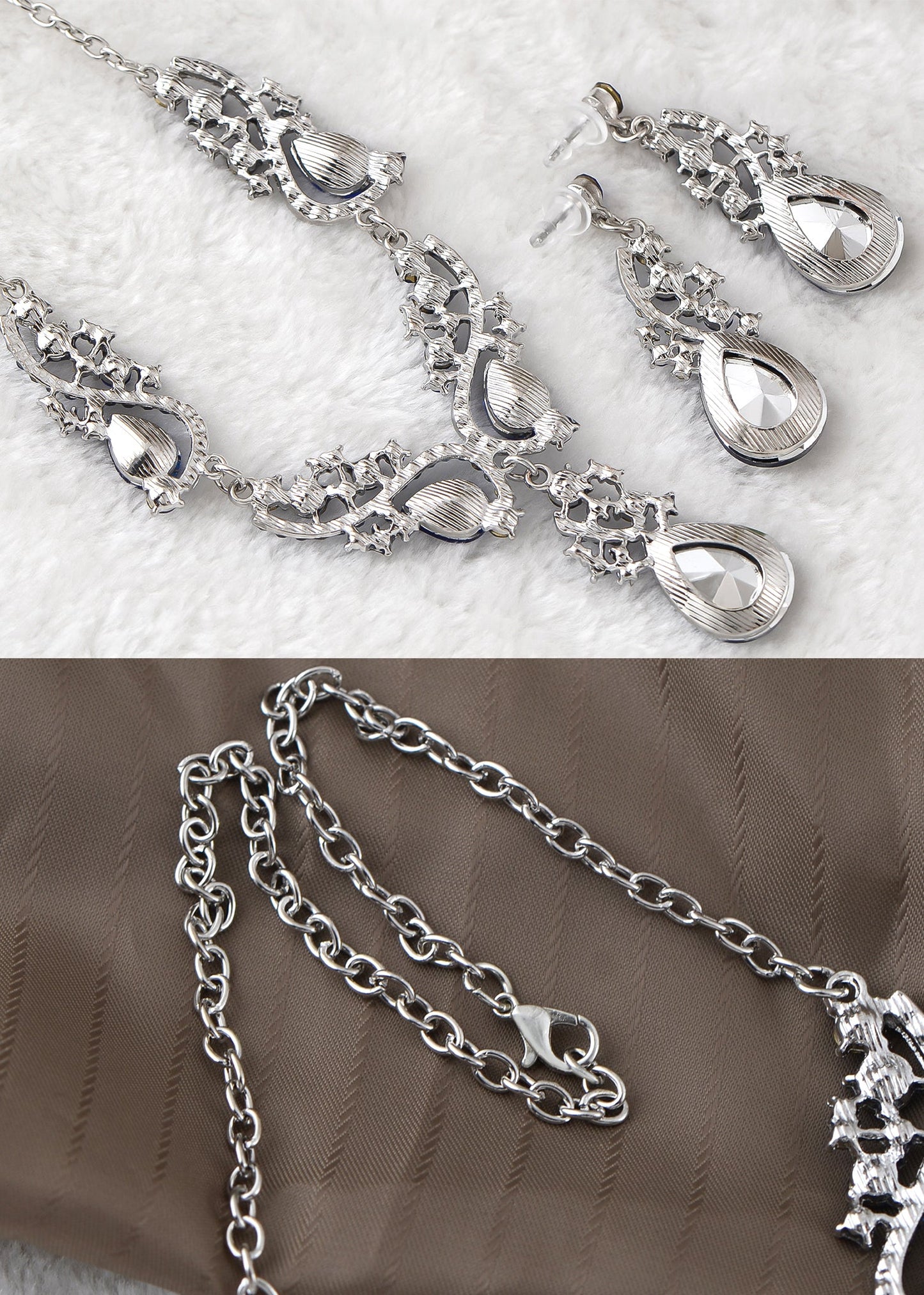 Elegant Crystal Bridal Necklace Earrings Set ¨C Rhinestone Wedding Party Costume Jewelry for Brides and Bridesmaids