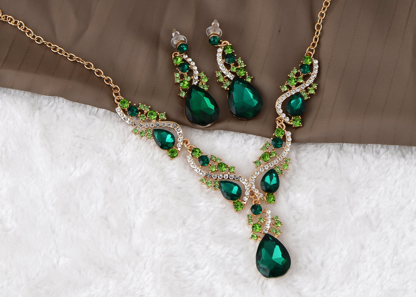 Elegant Crystal Bridal Necklace Earrings Set ¨C Rhinestone Wedding Party Costume Jewelry for Brides and Bridesmaids