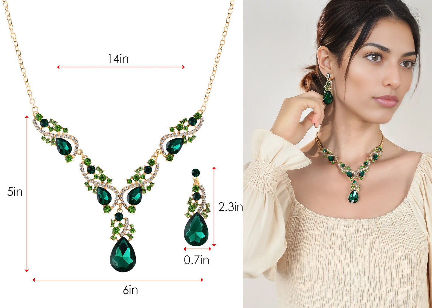 Elegant Crystal Bridal Necklace Earrings Set ¨C Rhinestone Wedding Party Costume Jewelry for Brides and Bridesmaids