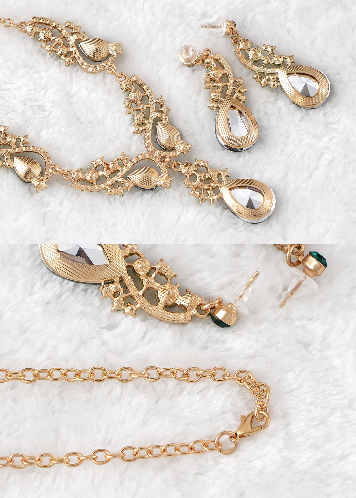 Elegant Crystal Bridal Necklace Earrings Set ¨C Rhinestone Wedding Party Costume Jewelry for Brides and Bridesmaids