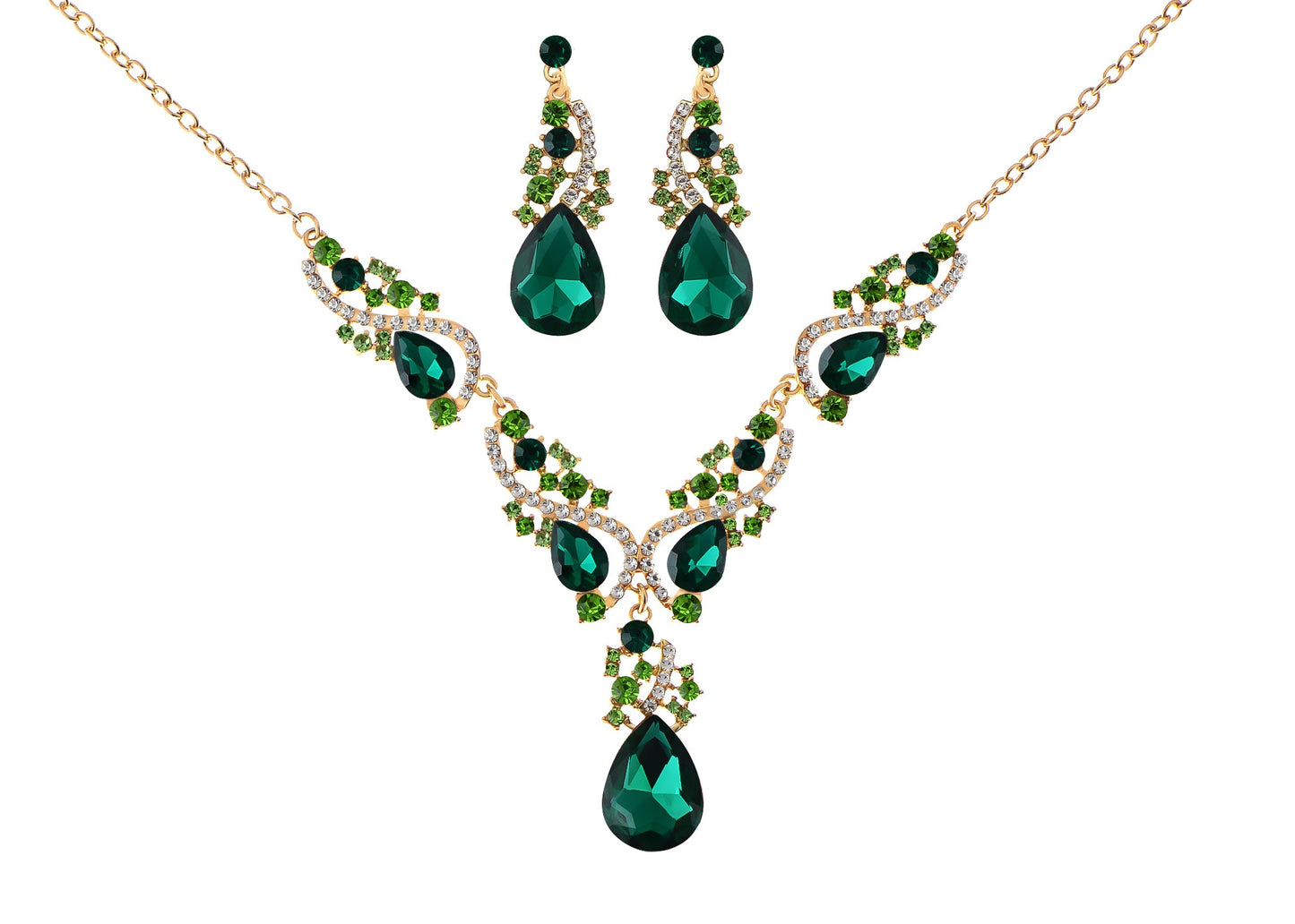 Elegant Crystal Bridal Necklace Earrings Set ¨C Rhinestone Wedding Party Costume Jewelry for Brides and Bridesmaids